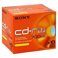 Sony 10CDRW700HS 700MB CD en Blanco - CD-RW vírgenes (700 MB- Disc Linear Velocity (m-s) 1.2~5.6- 80 min- 1-2 m-s- 5-95…